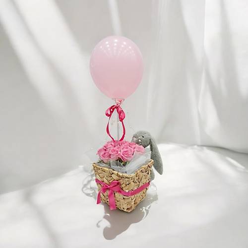 ��k Sepette 15 Pembe G�l & Tav�an Aranjman�