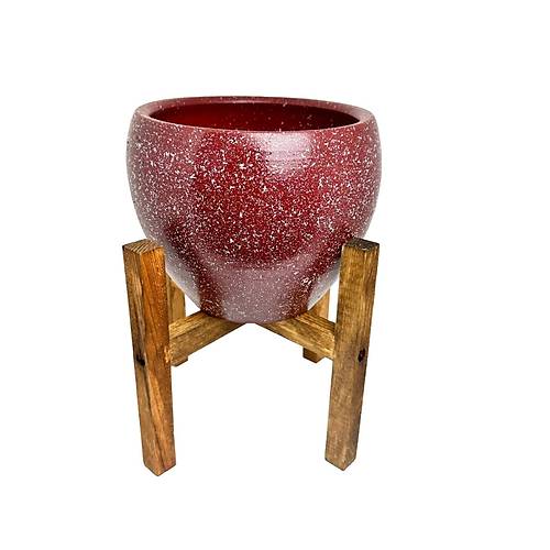 Bitki Tasarm Bordo Granit Toprak Saks Sakslk Salon ieklik 4 Ayakl - 15 CM