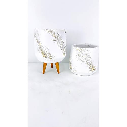 Bitki Tasarm Beyaz zeri Gold Keskin Hatl Toprak Saks Sakslk 15 cm kili Set