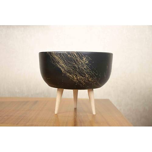 Bitki Tasar�m� Ev Dekorasyon Siyah �zeri Gold Toprak Terakota Saks� Aranjman Saks�s� Bonzai Saks�s� 3 Ayakl�