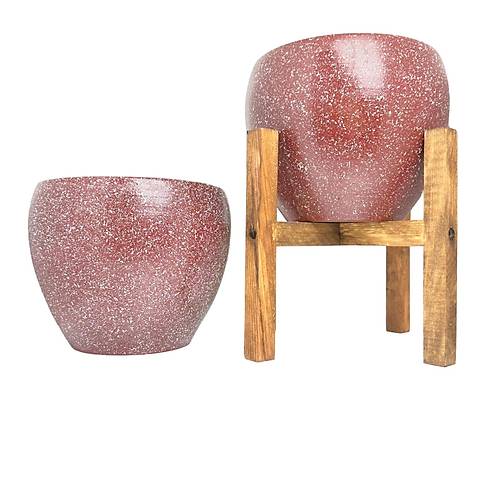 Bitki Tasarm Bordo Granit Toprak Saks Sakslk Salon ieklik kili Set Ayaksz - 4 Ayakl- 15 CM