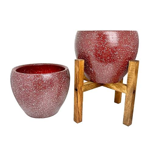 Bitki Tasarm Bordo Granit Toprak Saks Sakslk Salon ieklik kili Set Ayaksz - 4 Ayakl- 15 CM
