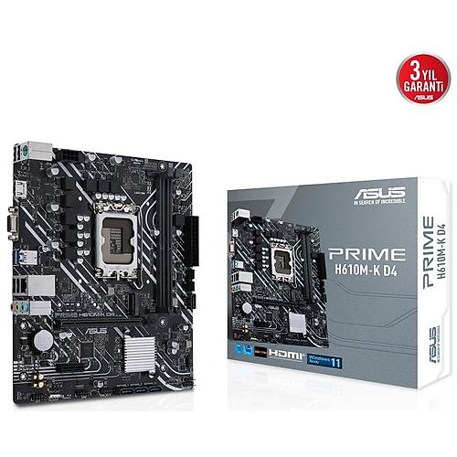 ASUS PRIME H610M-K D4 3200MHz DDR4 HDMI VGA M.2 USB3.2 Micro-ATX 1700P Anakart