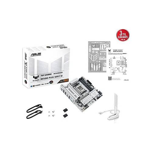 Asus Tuf Gam�ng B850M-PLUS W�f�7 W Amd B850 Am5 Ddr5 8000 Dp HDMI 3x M2 Usb3.2 Gen 2x2 Wifi 7 + Bt Aura Rgb 2.5gbit Lan Matx 14+2+1 G�� A�amalar�, 1xgen5 M.2, Ready For Advanced A� Pc