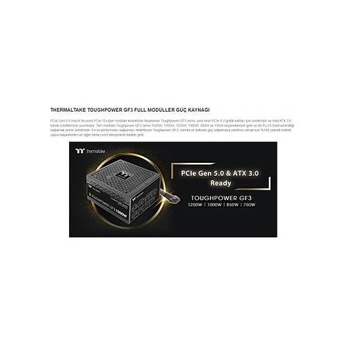 Thermaltake Toughpower Gf 3 1000W 80+ Gold Pc�e Gen 5.0 Atx 3.0 Full Mod�ler 140MM Fanl� Psu