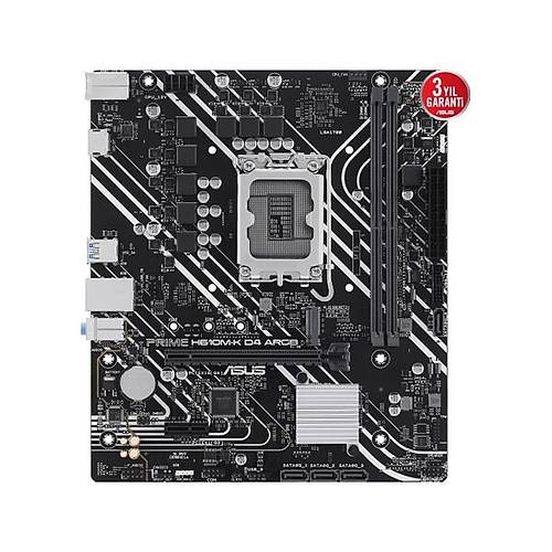 Asus Pr�me H610M-K D4 Argb Intel H610 LGA1700 Ddr4 3200 HDMI M2 Usb3.2 Aura Rgb Matx Asus 5x Protect�on I��