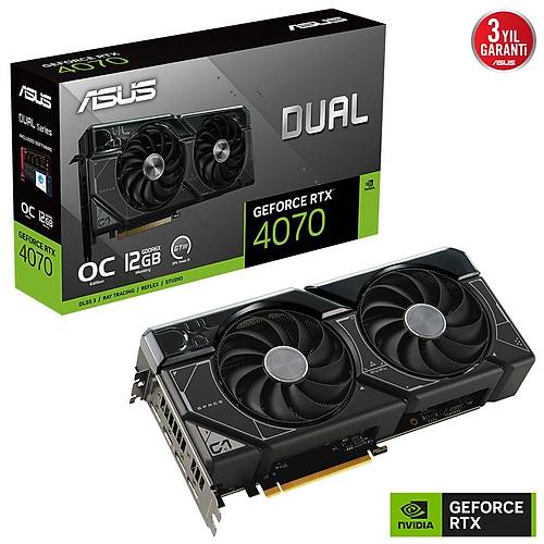 ASUS DUAL GeForce RTX4070 12GB GDDR6X Hdm Dp 192Bit Nvidia Ekran Kart DUAL-RTX4070-O12G