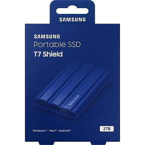 Samsung 2TB T7 Shield Usb 3.2 (Okuma 1050MB - Yazma 1000MB) Mavi Ta��nabilir SSD Disk MU-PE2T0R-WW
