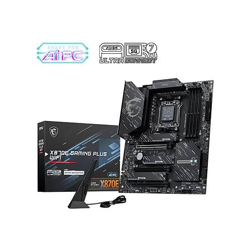 MSI Ms� X870E Gam�ng Plus W�f� Am5 Ddr5 8200MHZ(OC) 3x M.2 USB 40GBPS HDMI Dp 5g Lan W�f� 7 Rgb Atx
