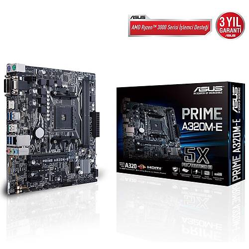 ASUS PRIME A320M-E 3200MHz DDR4 HDMI DVI VGA M.2 USB3.1 Micro-ATX AM4 Anakart
