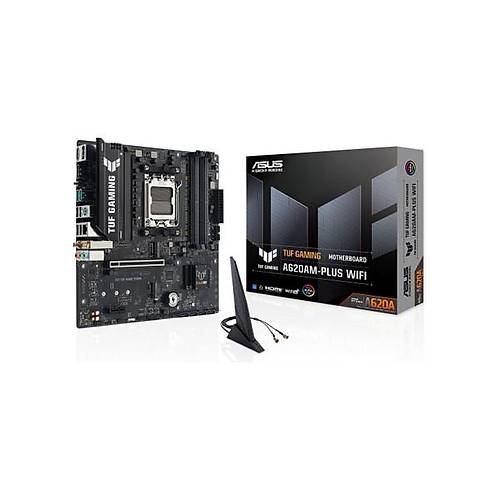 Asus Tuf Gam�ng A620AM-PLUS W�f� Amd A620A Am5 Ddr5 7600 2xdp HDMI �ift M2 Usb3.2 Ax Wifi + Bt Aura Rgb 2.5gbit Lan Matx 8+2+1+1 G�� A�amalar�, Asus Tuf Protect�on, B�os Flashback