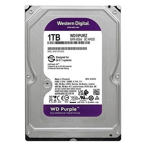 WD 1tb Purple WD11PURZ 64MB 5400RPM Sata-3 G�venlik Diski