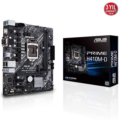 ASUS PRIME H410M-D 2933MHz DDR4 HDMI M.2 USB3.2 Micro-ATX 1200P Anakart