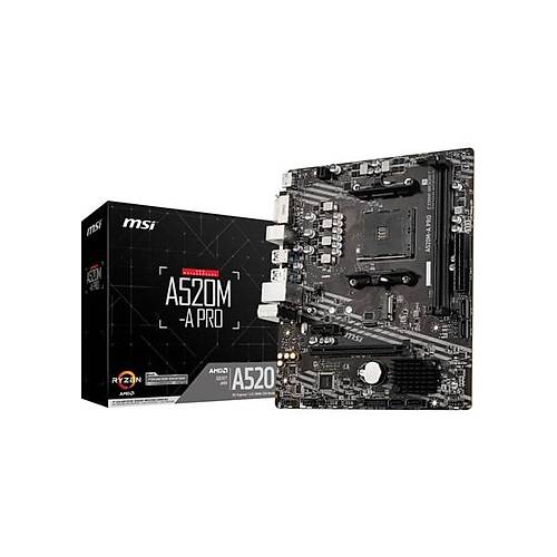 MSI A520M-A PRO AMD A520 Soket AM4 DDR4 4600(OC)MHz mATX Gaming Anakart