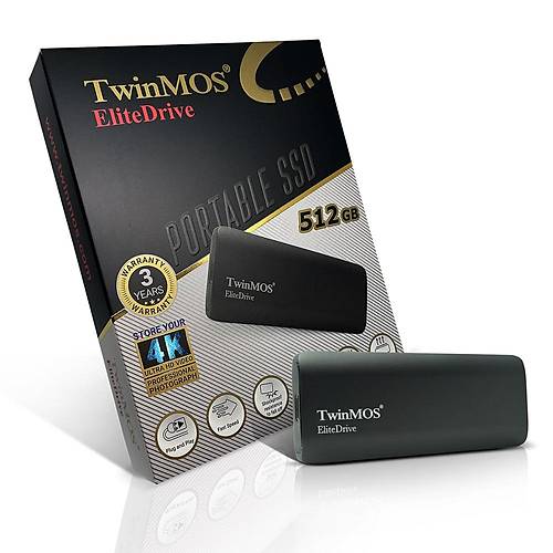 TwinMOS 512GB Taşınabilir External SSD USB 3.2/Type-C (Dark Grey)