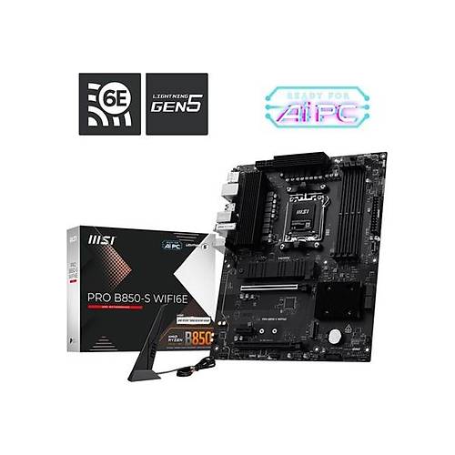 MSI Ms� MB Pro B850-S WIFI6E Am5 Ddr5 8200MHZ(OC) HDMI Dp 2x M.2 USB 10GBS 2,5g Lan W�-F� 6e Atx