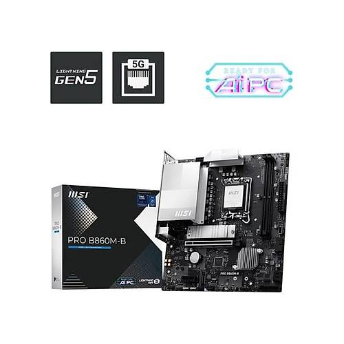 MSI Ms� Pro B860M-B Intel B860 Soket 1851 Ddr5 9066+(OC)MHZ Matx Gaming (Oyuncu) Anakart