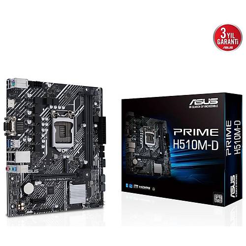 ASUS PRIME H510M-D 3200MHz DDR4 HDMI VGA M.2 USB3.2 Micro-ATX 1200P Anakart