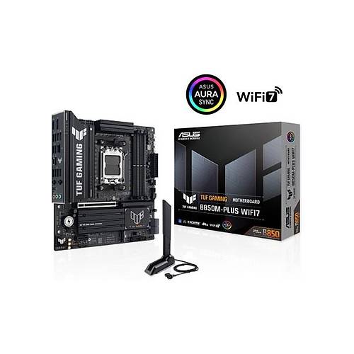 Asus Tuf Gam�ng B850M-PLUS W�f�7 Amd B850 Am5 Ddr5 8000 Dp HDMI 3x M2 Usb3.2 Gen 2x2 Wifi 7 + Bt Aura Rgb 2.5gbit Lan Matx 14+2+1 G�� A�amalar�, 1xgen5 M.2, Ready For Advanced A� Pc