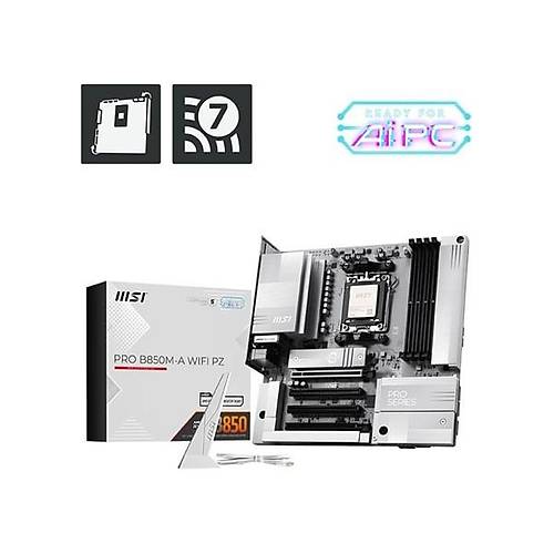 MSI Ms� Pro B850M-A W�f� Pz Ddr5 Amd B850 Am5 Soket Ddr5 8200MHZ+(OC)MHZ Matx Anakart