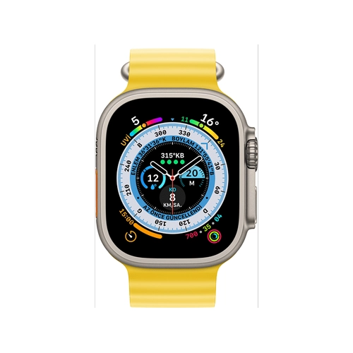 Apple Watch Ultra GPS Cellular 49mm Yıldız Işığı Titanyum Kasa OB sarı Kordon MNHG3TU/A