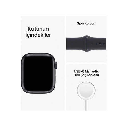 Apple Watch Series 8 Gps Cellular 45mm Alüminyum Kasa Gece Yarısı MNKU3TU/A
