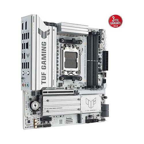 Asus Tuf Gam�ng B850M-PLUS W�f�7 W Amd B850 Am5 Ddr5 8000 Dp HDMI 3x M2 Usb3.2 Gen 2x2 Wifi 7 + Bt Aura Rgb 2.5gbit Lan Matx 14+2+1 G�� A�amalar�, 1xgen5 M.2, Ready For Advanced A� Pc