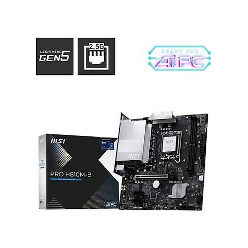 MSI Ms� Pro H810M-B H10 Ddr5 6400+(OC)MHZ Matx Gaming (Oyuncu) Anakart