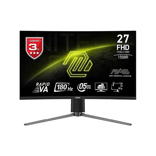 MSI 27 MAG 27C6PF 1920x1080 (FHD) 16:9 CURVE 1500R RAPID VA 180HZ 0.5MS (GTG) ADAPTIVE-SYNC GAMING MONITOR