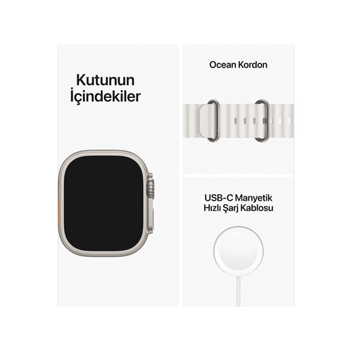 Apple Watch Ultra GPS Cell 49mm Yıldız Işığı Titanyum Kasa OB Beyaz Kordon MNHF3TU/A