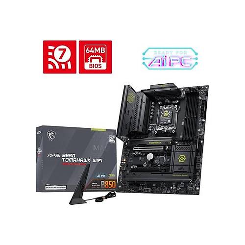 MSI Ms� MB Mag B850 Tomahawk W�f� Am5 Ddr5 8200MHZ(OC) HDMI 3x M.2 USB 20GBS 5g Lan W�-F� 7 Atx