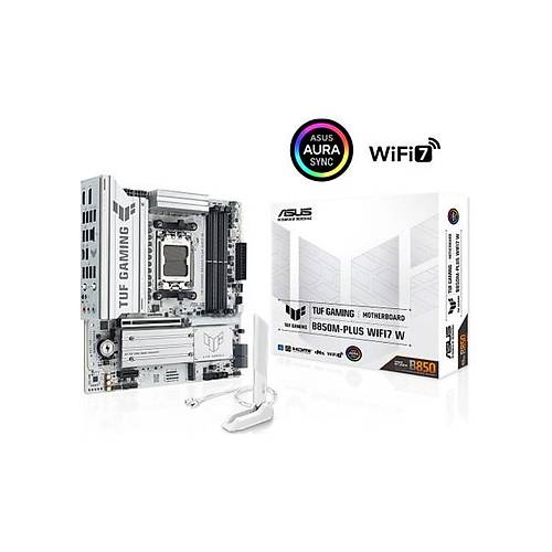 Asus Tuf Gam�ng B850M-PLUS W�f�7 W Amd B850 Am5 Ddr5 8000 Dp HDMI 3x M2 Usb3.2 Gen 2x2 Wifi 7 + Bt Aura Rgb 2.5gbit Lan Matx 14+2+1 G�� A�amalar�, 1xgen5 M.2, Ready For Advanced A� Pc