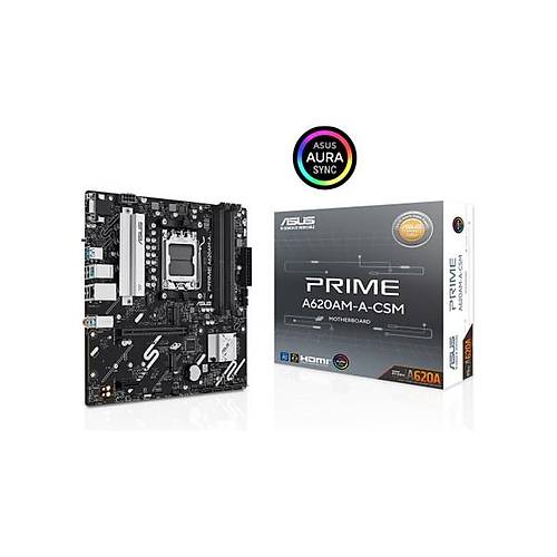 Asus Pr�me A620AM-A-CSM Amd A620A Am5 Ddr5 7600 Dp HDMI VGA �ift M2 Usb3.2 Aura Rgb Matx 8+2+1 G�� A�amalar�, �creuzaktan Y�netim Yaz�l�m�, Asus 5x Protect�on I��
