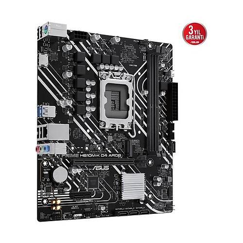 Asus Pr�me H610M-K D4 Argb Intel H610 LGA1700 Ddr4 3200 HDMI M2 Usb3.2 Aura Rgb Matx Asus 5x Protect�on I��