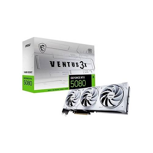 MSI Ms� Geforce Rtx 5080 16GB Ventus 3x Oc Wh�te Gddr7 256BIT DX12 Gaming (Oyuncu) Ekran Kart�