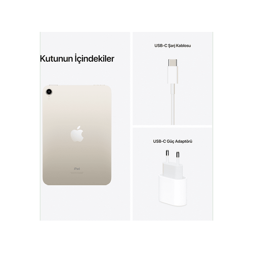 Apple iPad Mini 6.Nesil 8.3 Wi-Fi Cellular 64GB Tablet Yıldız Işığı MK8C3TU/A