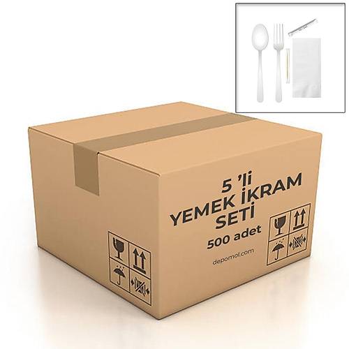 5 li Lüks İkram Seti Çatal+KAŞIK+Tuz+Kürdan+Peçete 500'lü paket