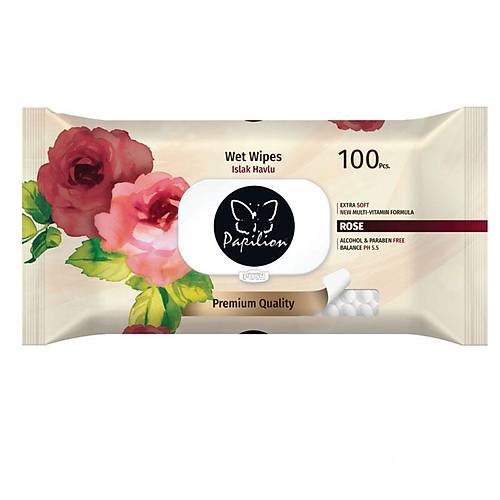 Islak Havlu Papilion  Gül 100'lü 18 paketli koli