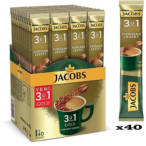 Hazır Kahve Jacobs 3'ü 1 Arada Yumuşak Lezzet 40'lı Paket  6'lı koli