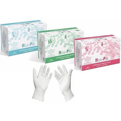 Lateks Muayene Eldiveni HasPet 100'l paket L (Large) 20'li koli