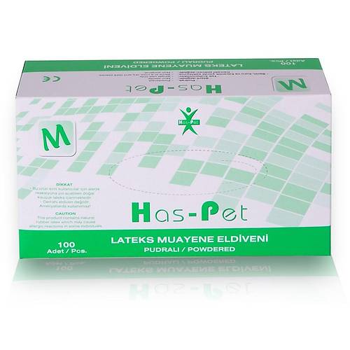 Lateks Muayene Eldiveni HasPet 100'l paket M (Medium) 20'li koli