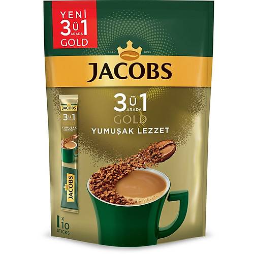 Hazr Kahve Jacobs 3' 1 Arada Yumuak Lezzet 10'lu Paket  18'li koli