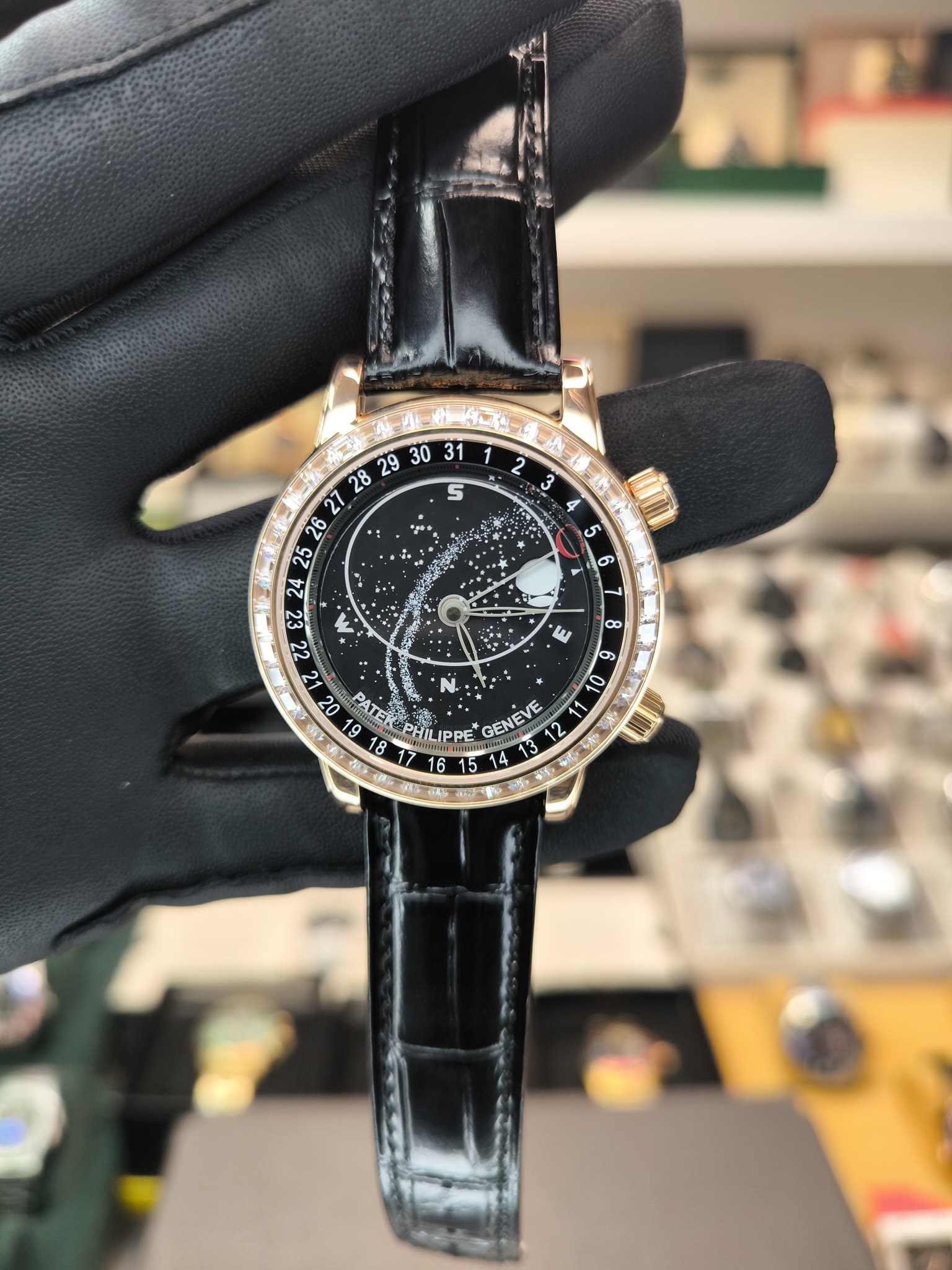 PATEK PHILIPPE CELESTIAL 6104R SKYMOON BAGUETTE DIAMOND ETA SAAT