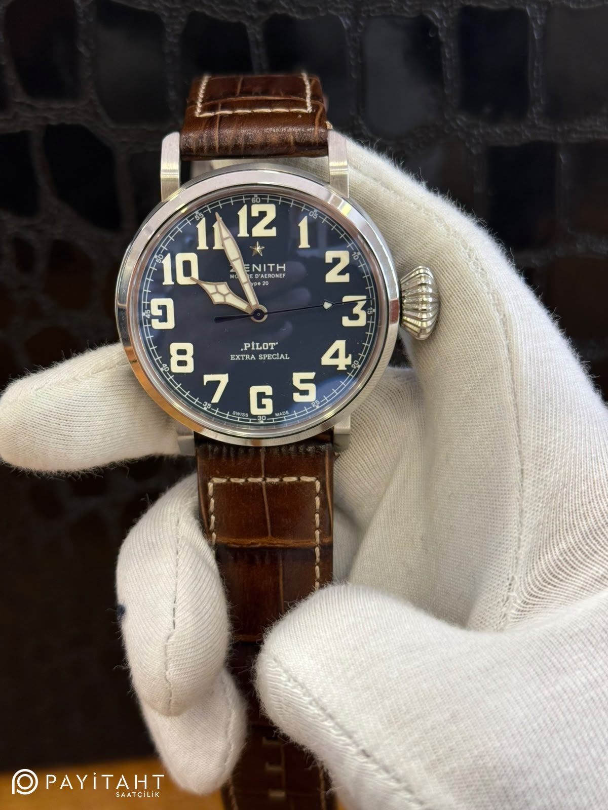 Zenith Pilot Extra Special 45mm Kahverengi Kordon Otomatik Replika