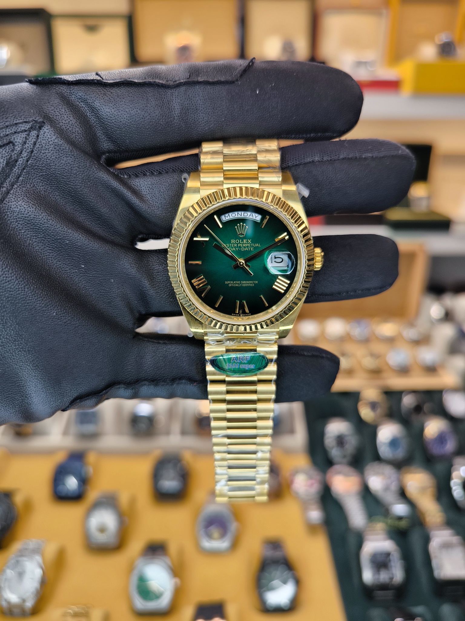 ROLEX Day-Date 40 Gold Green ARF Factory ETA SAAT