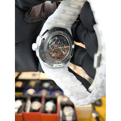 AUDEMARS PIGUET ROYAL OAK PERPETUAL CALENDER WHITE CERAMIC 26579 ETA