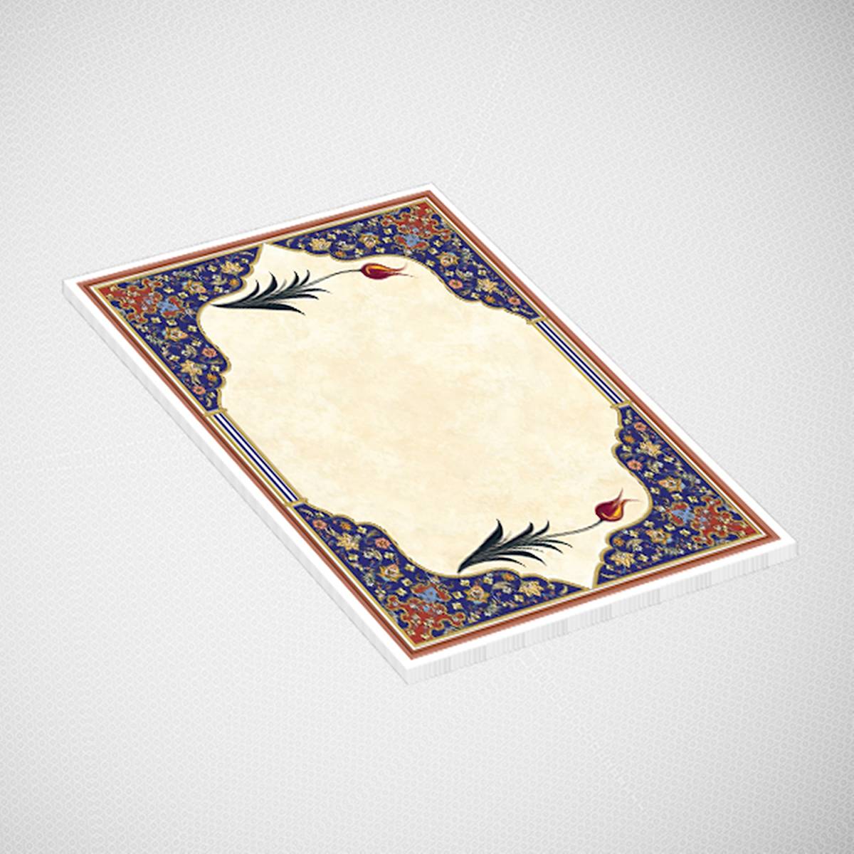 Kaligrafi Kağıtı 10'lu Paket - 200 gr Parlak Kuşe - ÇİFT LALE MAVİ TEZHİP