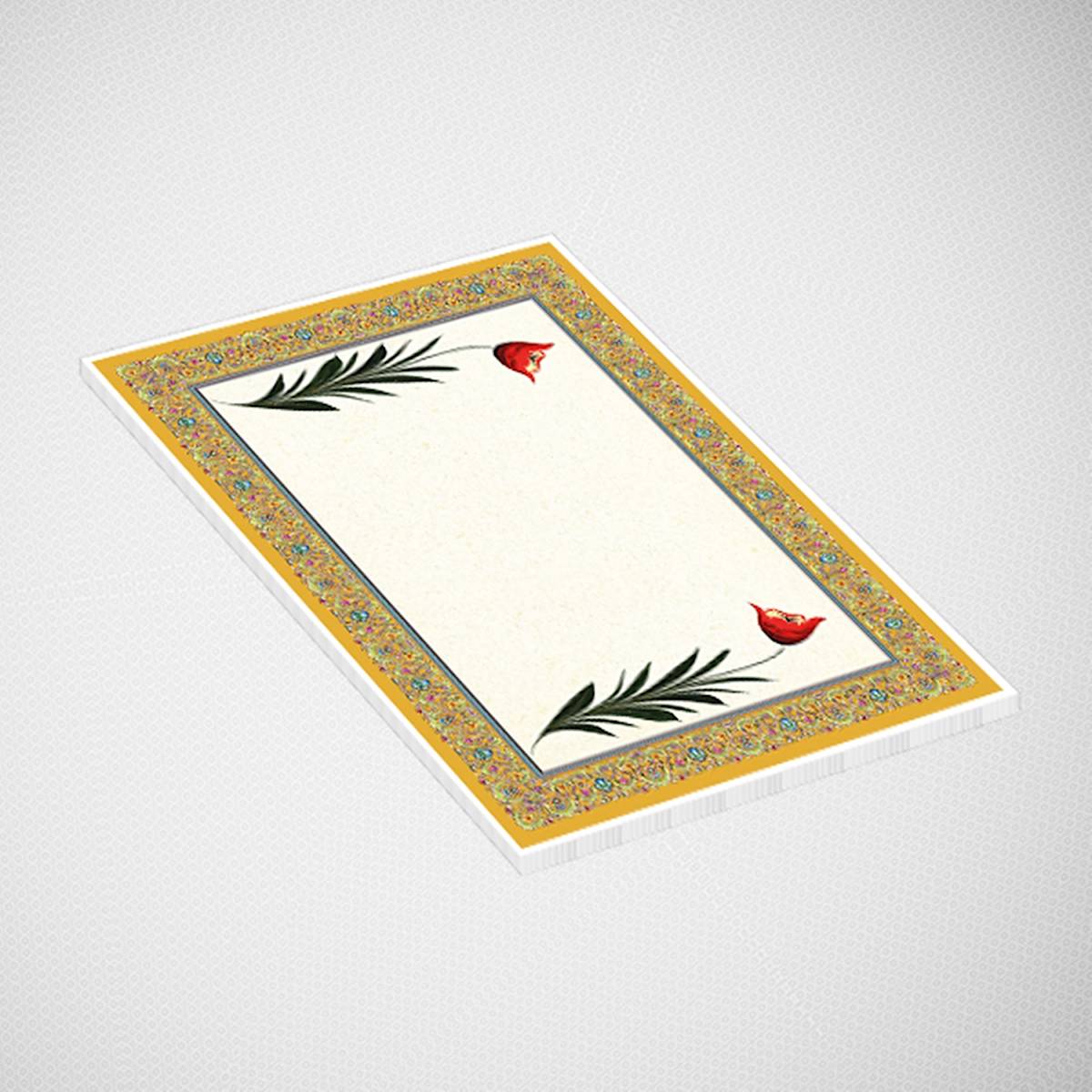 Kaligrafi Kağıtı 10'lu Paket - 200 gr Parlak Kuşe - TURUNCU LALE TEZHİP