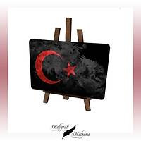 Ahşap Şövale - AS01-263 - Siyah Desen Türk Bayrağı