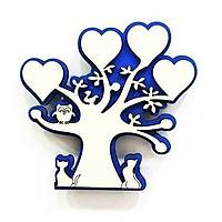 Ahşap Magnet Soyağacı 4 Kalp 10'lu Paket - Mavi